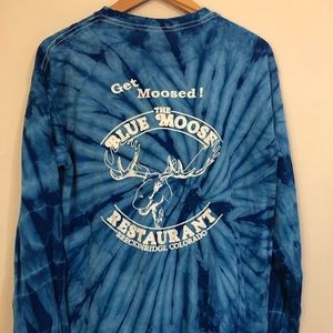 Tie dye Blue Moose Cafe long sleeve shirt